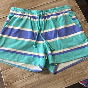 Wildfox Size S Blue Striped Pull-On Sweat‎ Lounge Shorts Women's
